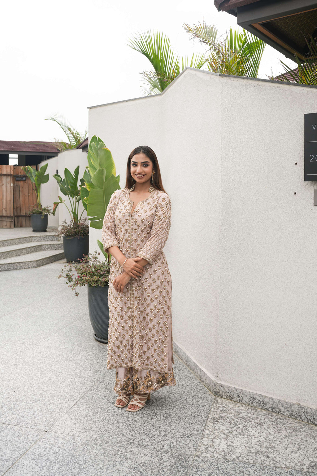 Blush Gold Embroidered Jacket Kurta