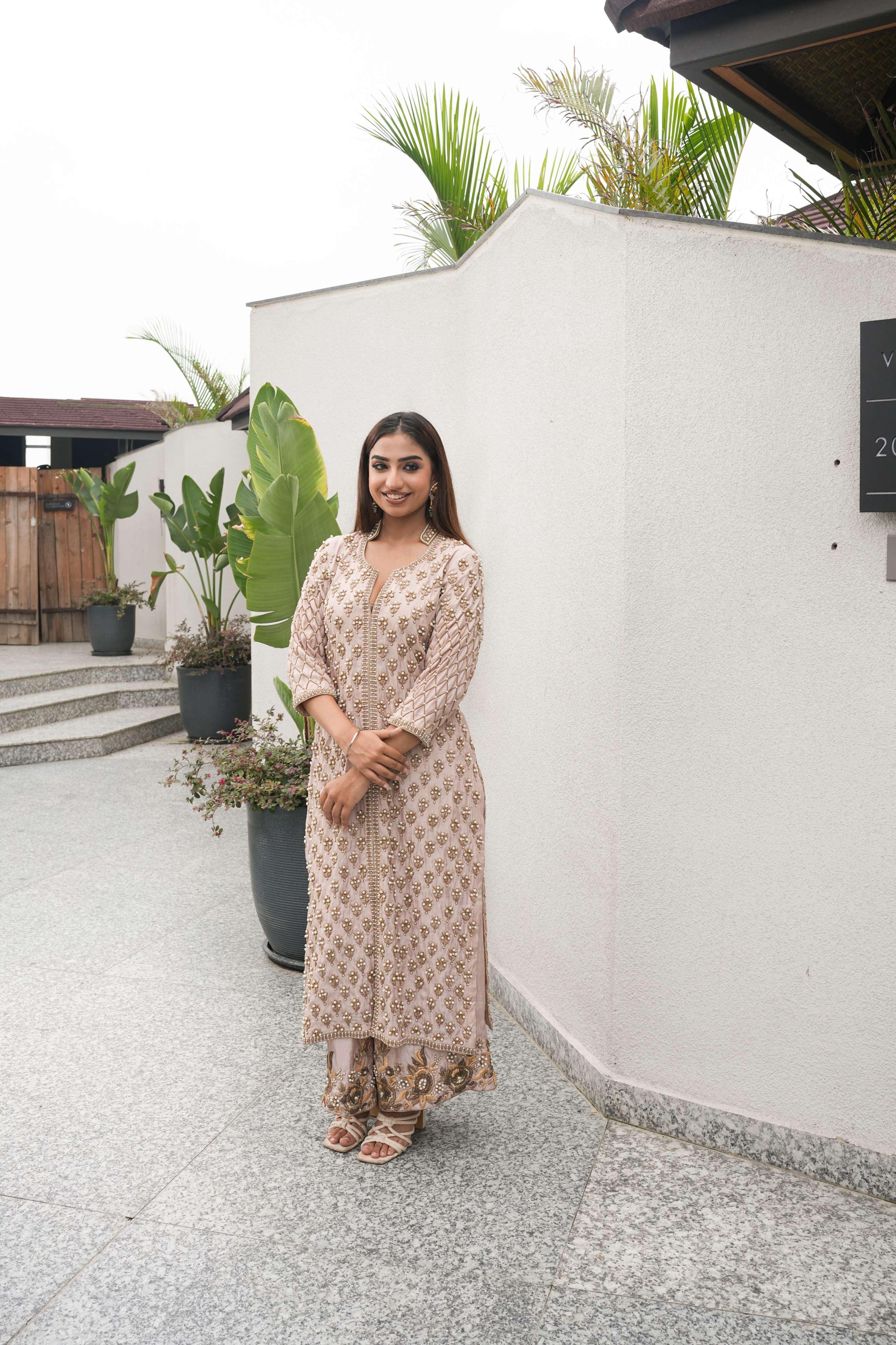 Blush Gold Embroidered Jacket Kurta