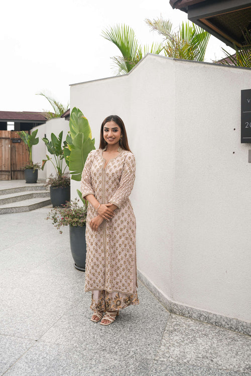 Blush Gold Embroidered Jacket Kurta