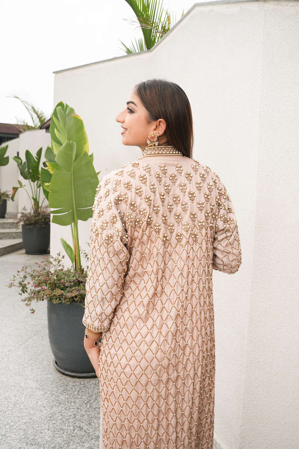 Blush Gold Embroidered Jacket Kurta