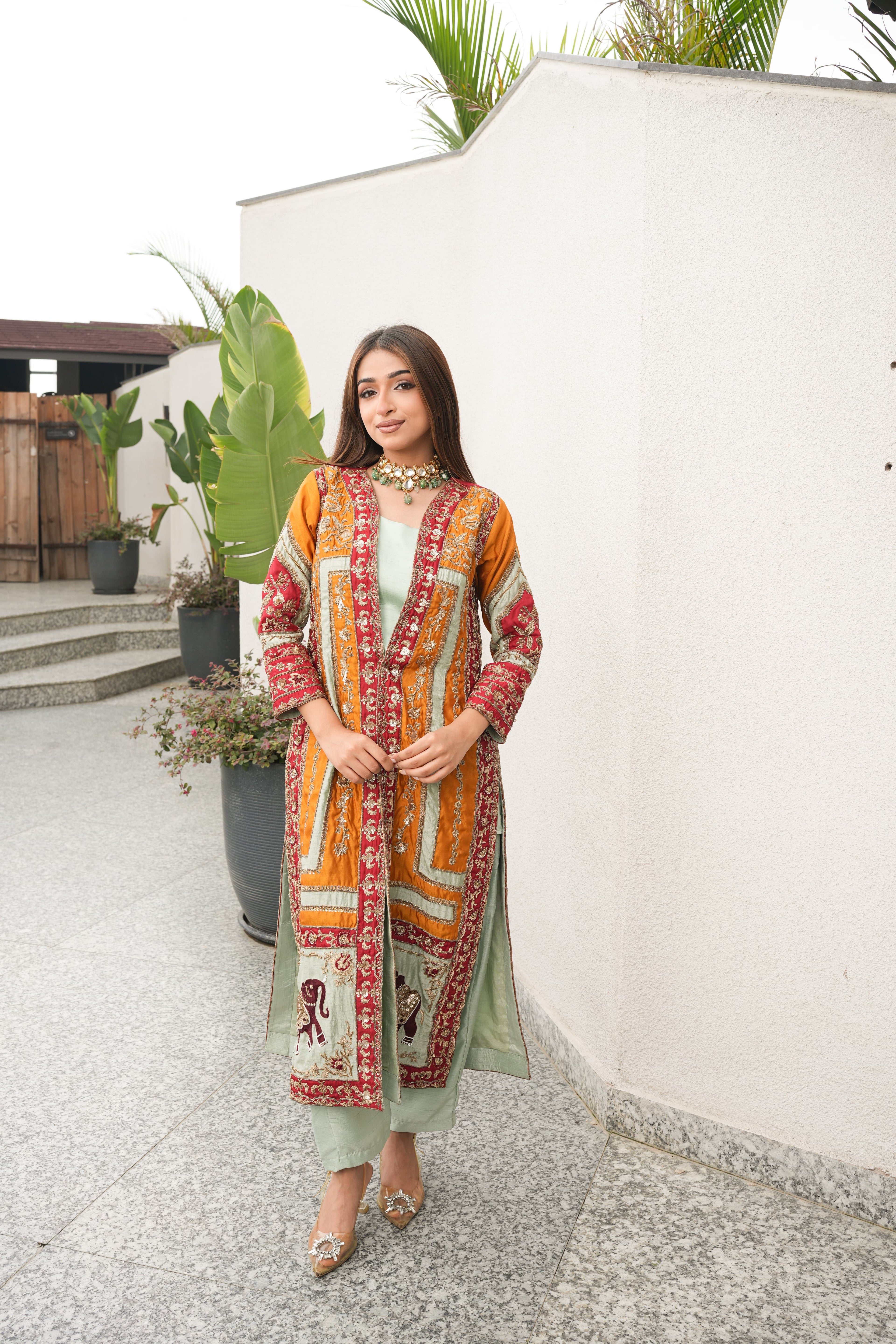 Royal Heritage Elephant Motif Jacket Set