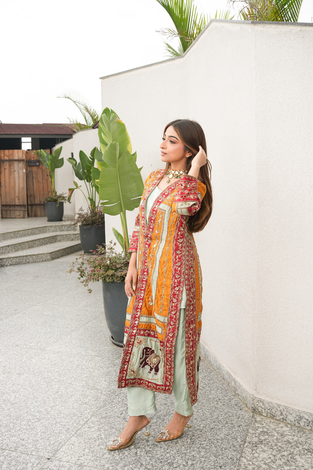 Royal Heritage Elephant Motif Jacket Set