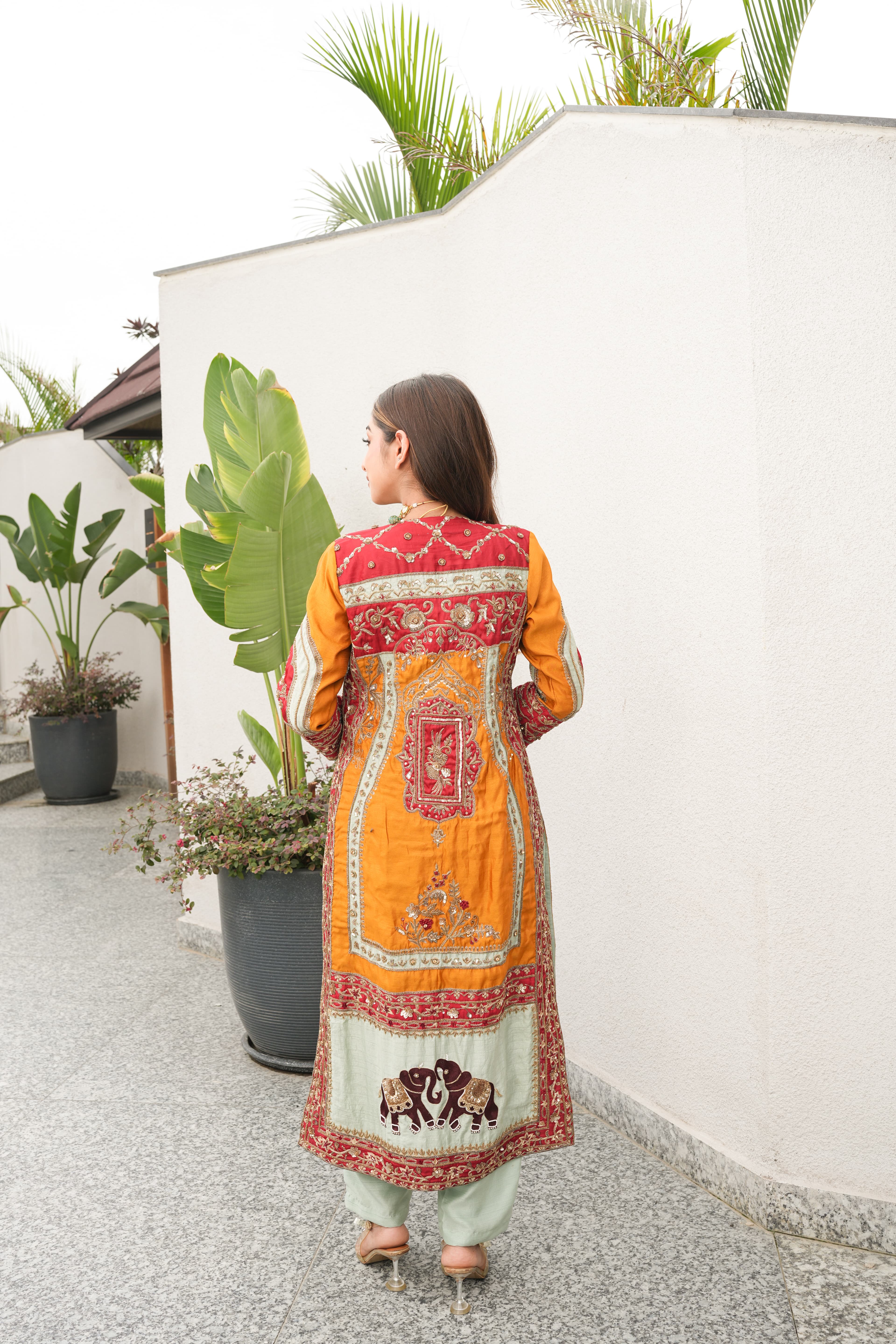 Royal Heritage Elephant Motif Jacket Set