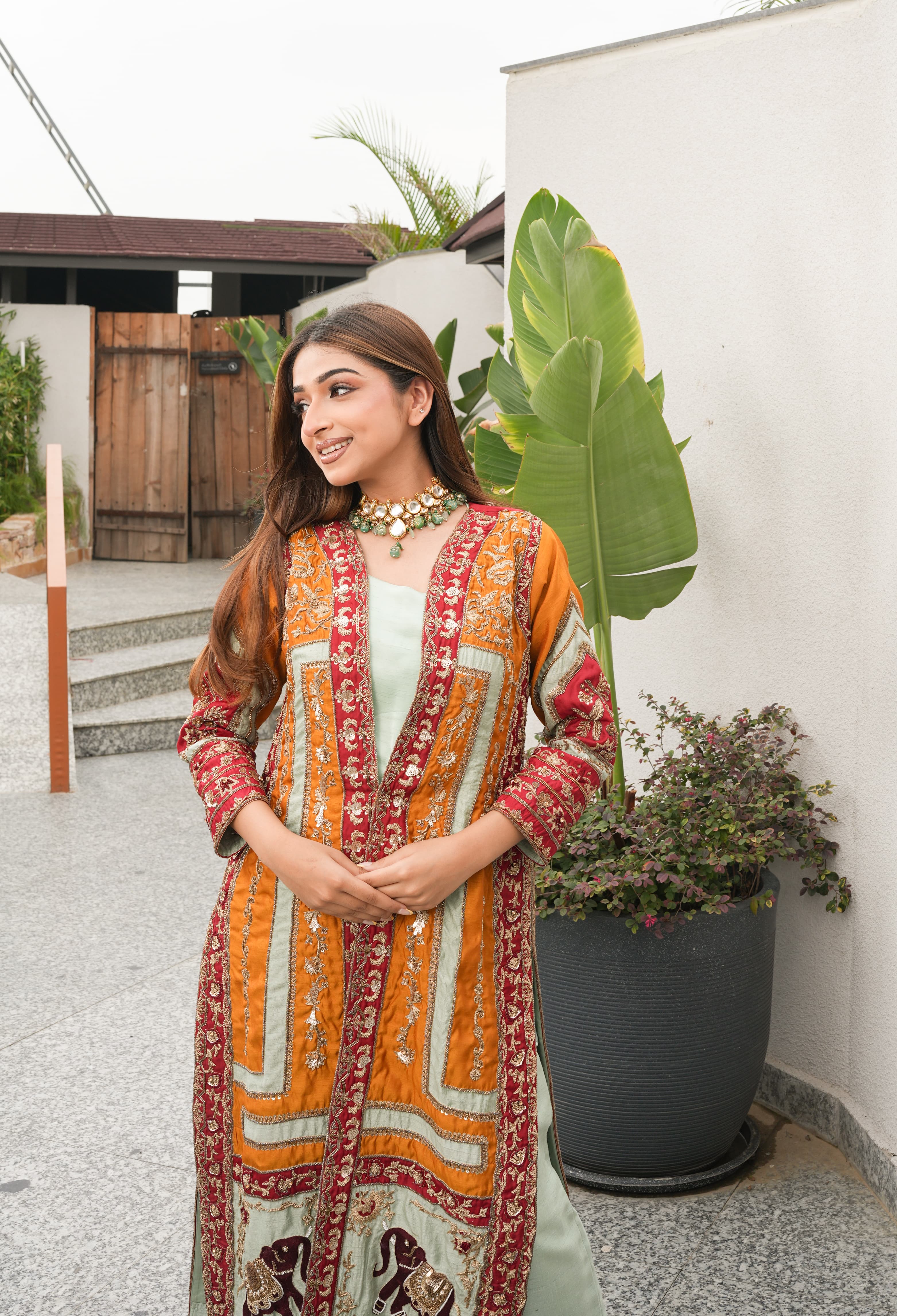 Royal Heritage Elephant Motif Jacket Set