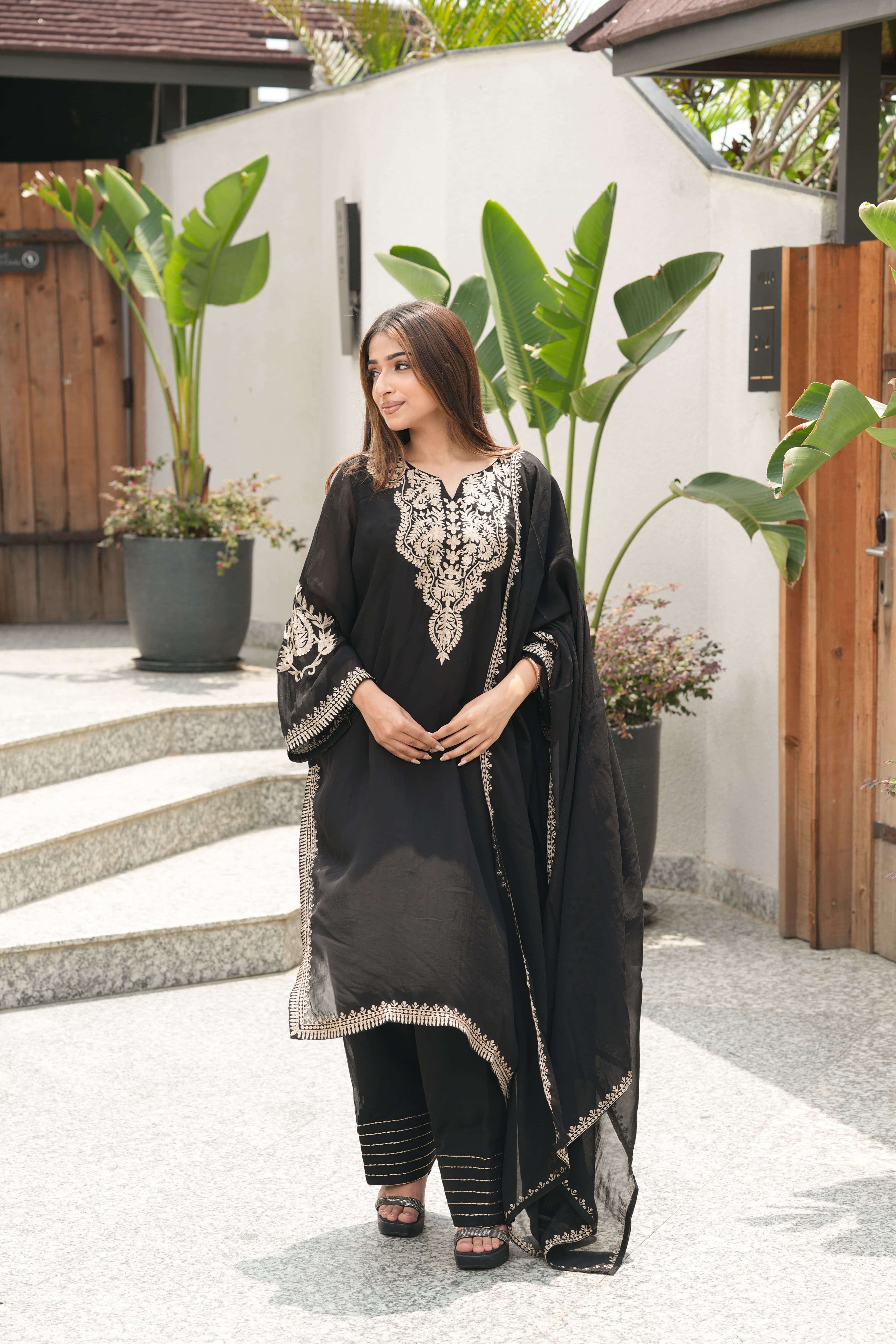 Noir Gold Chikankari Kurta Set