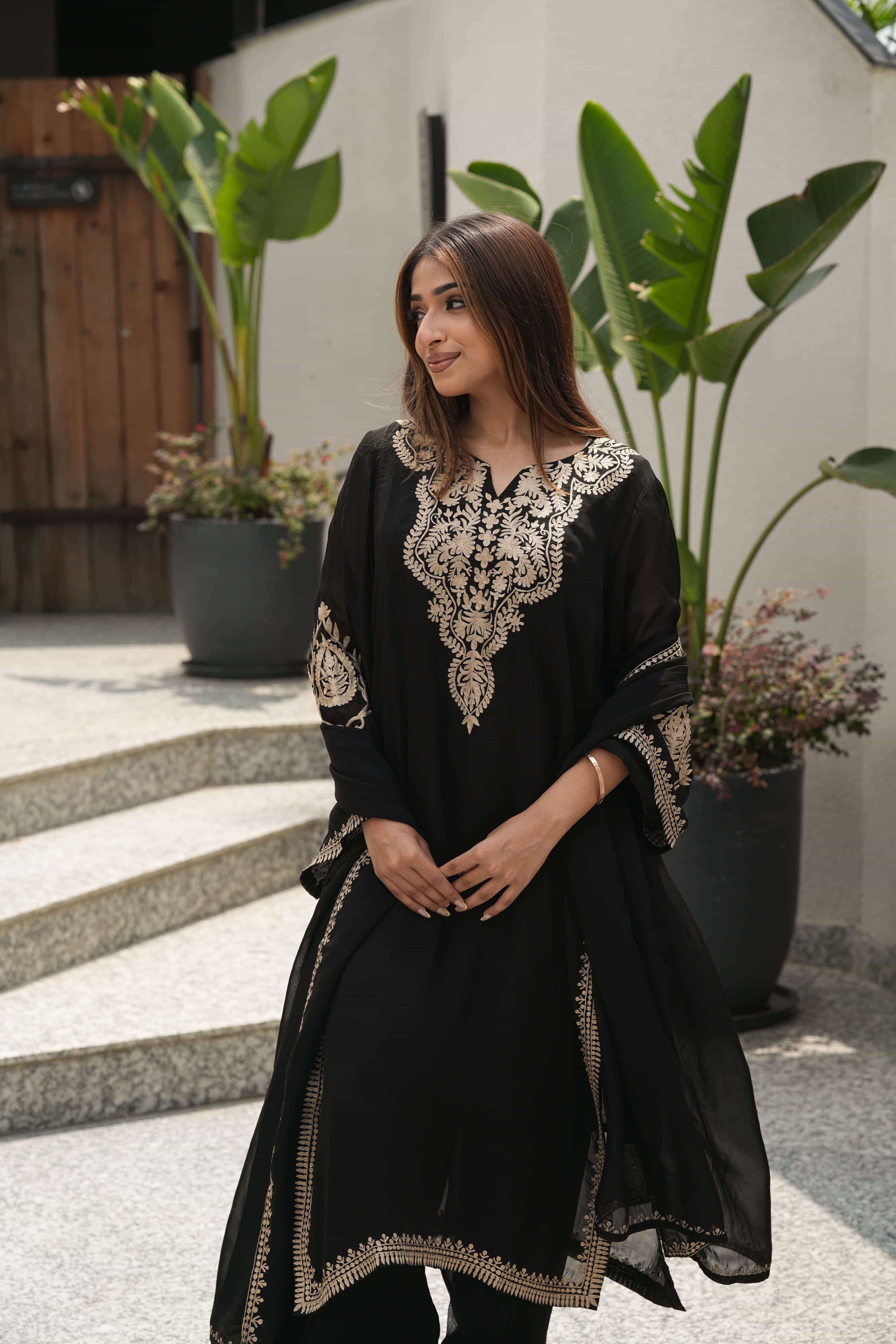 Noir Gold Chikankari Kurta Set