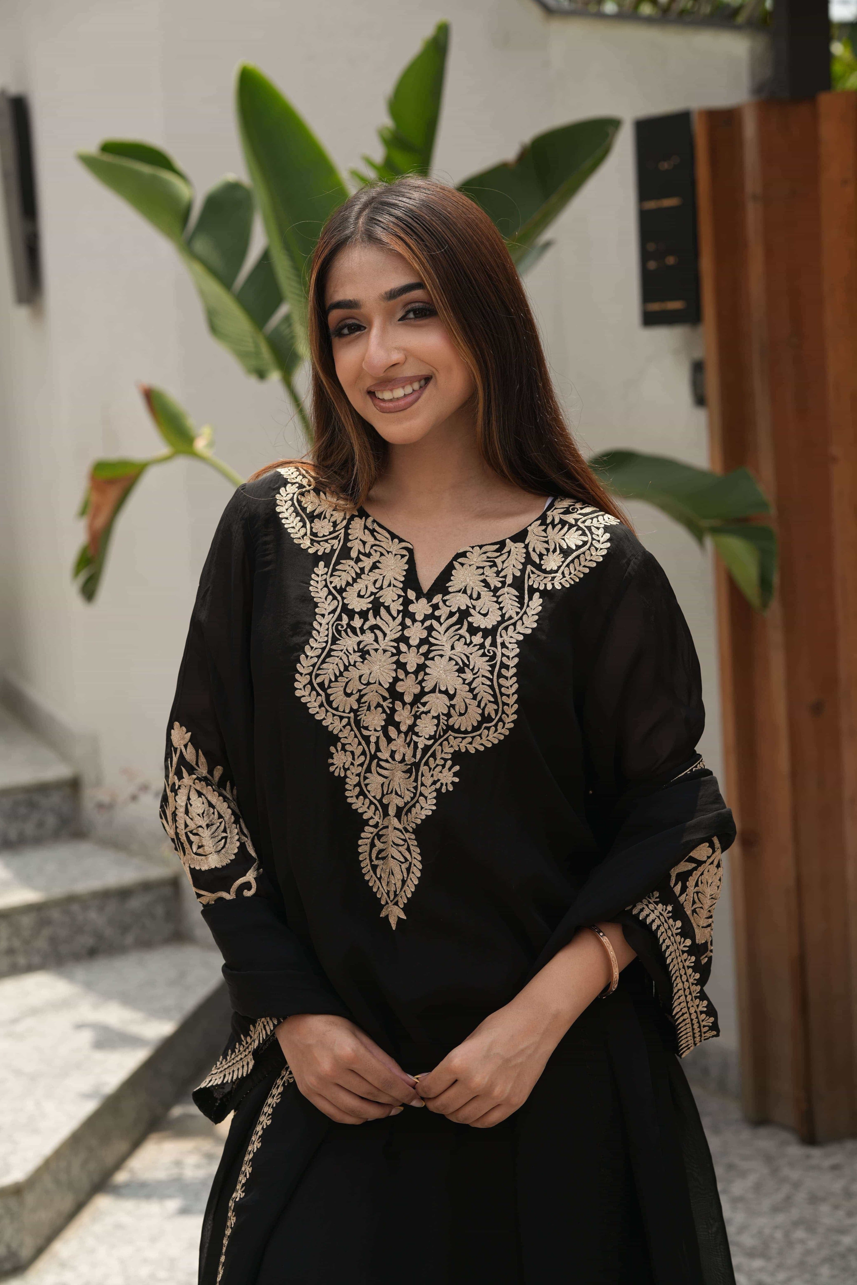Noir Gold Chikankari Kurta Set