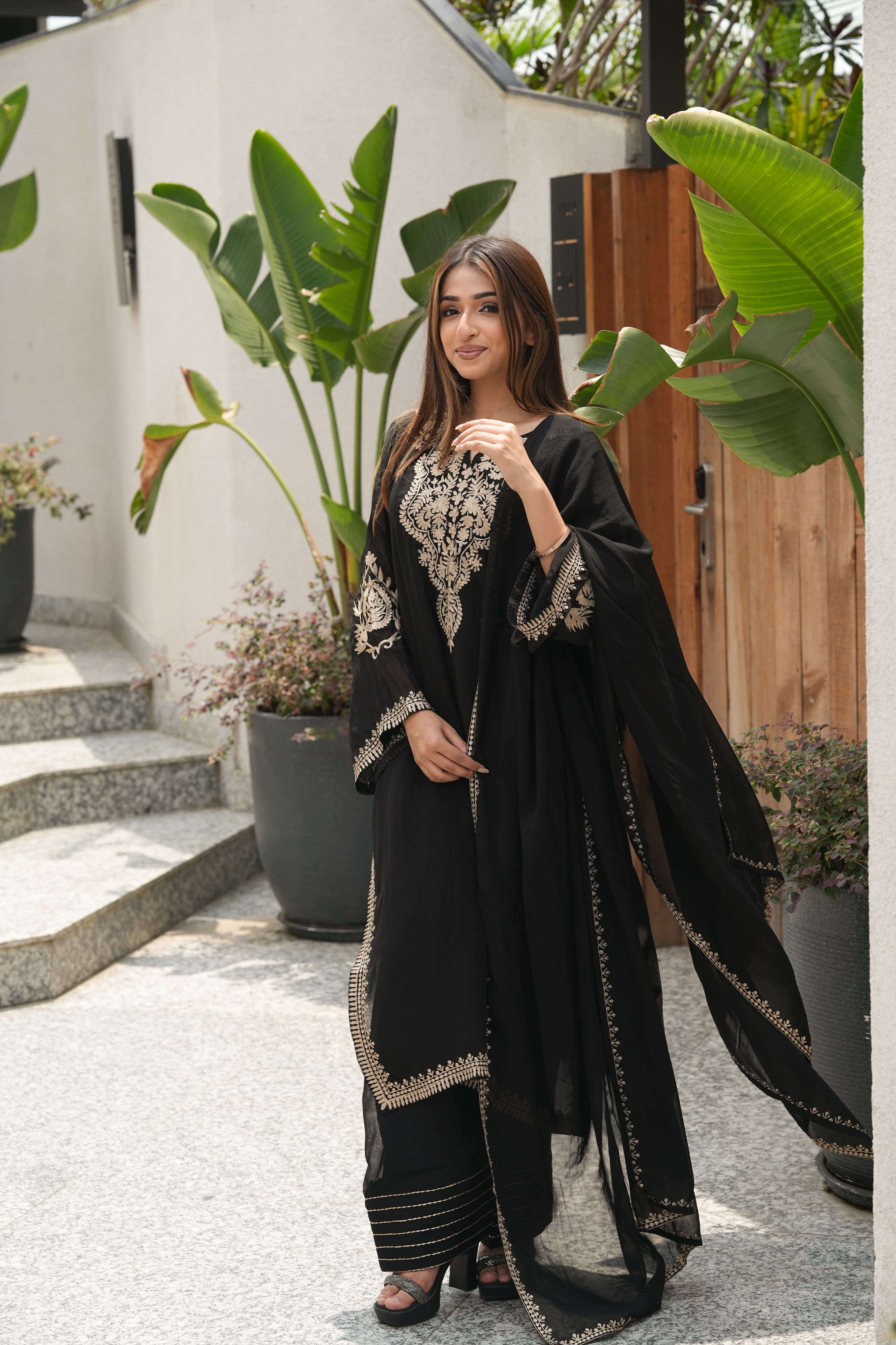 Noir Gold Chikankari Kurta Set