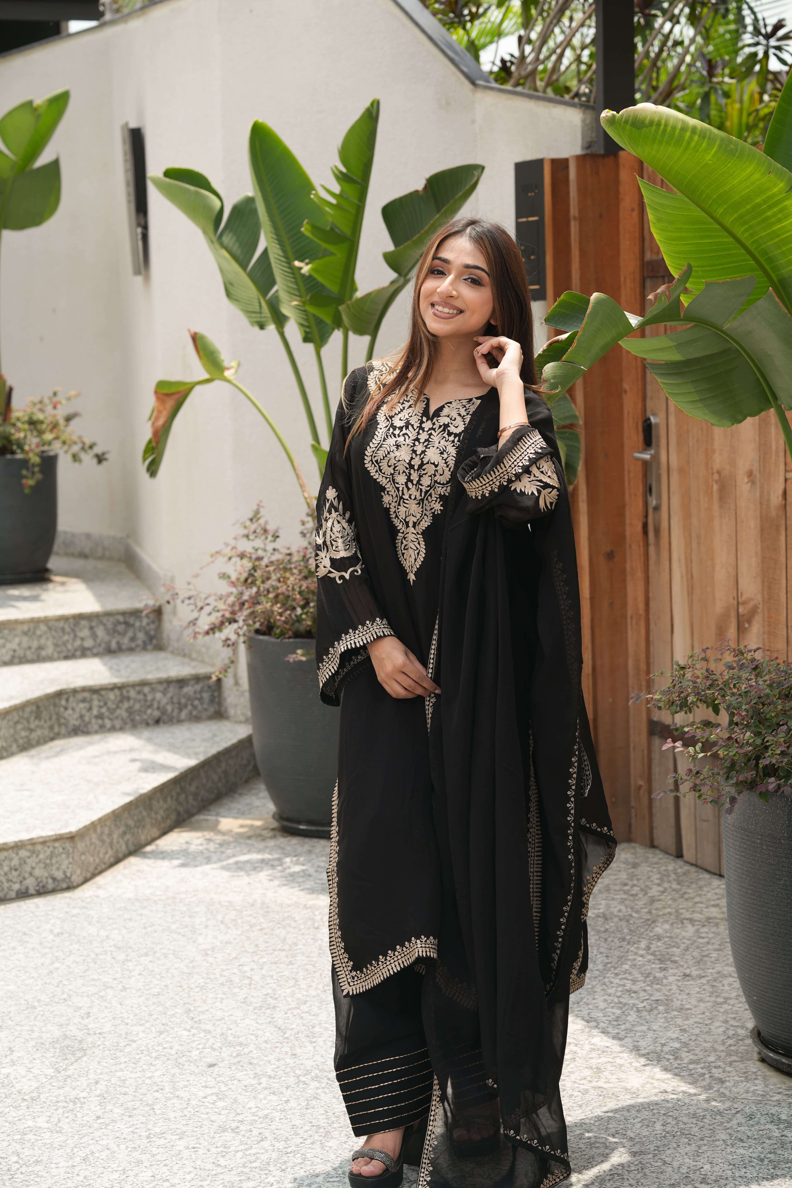 Noir Gold Chikankari Kurta Set