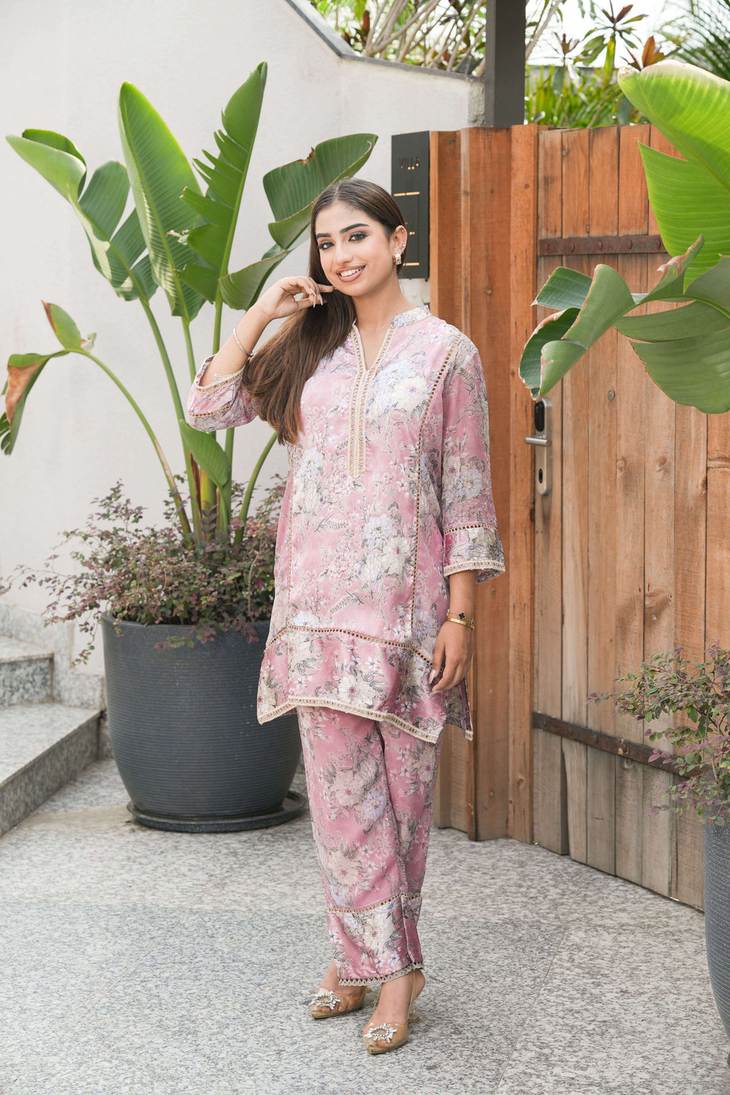 Blush Meadow Printed Chiffon Co-ord Set