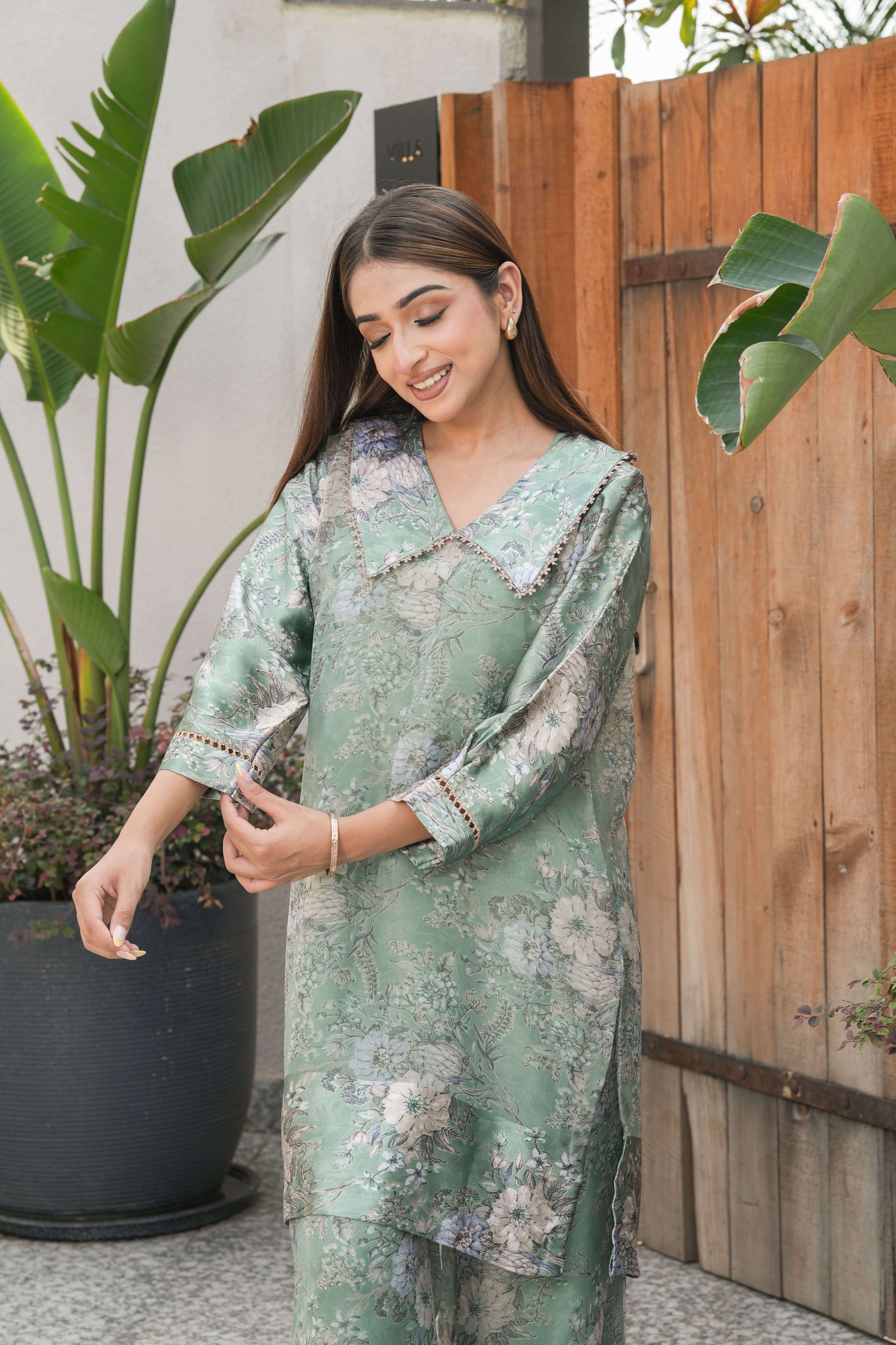 Mint Pastel Floral Co-ord Set