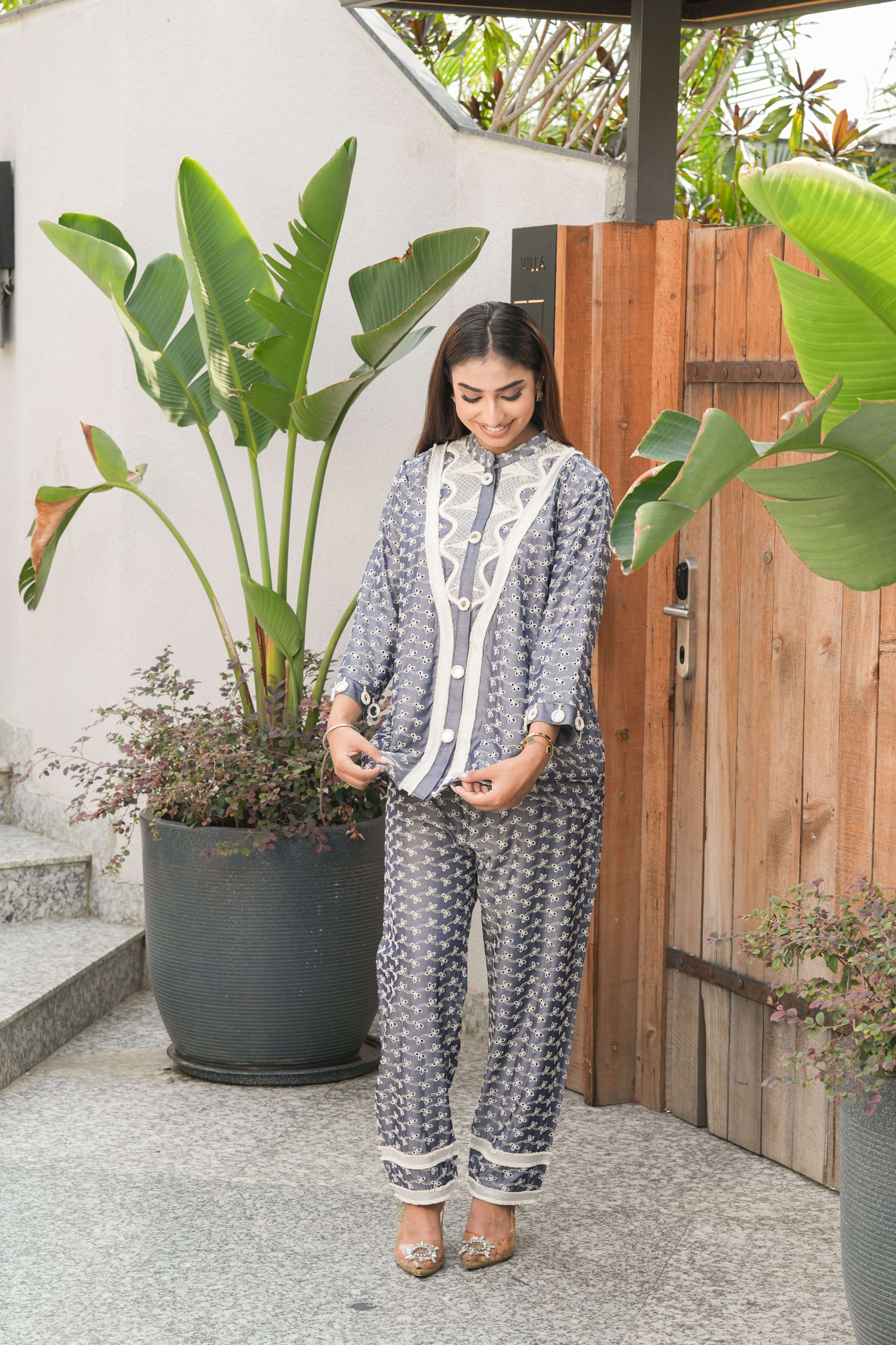 Powder Blue Zigzag Detail Co-ord Set