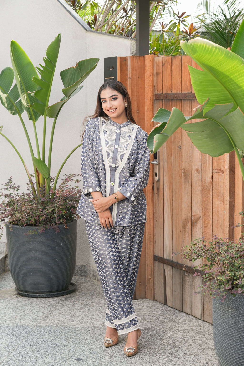 Powder Blue Zigzag Detail Co-ord Set