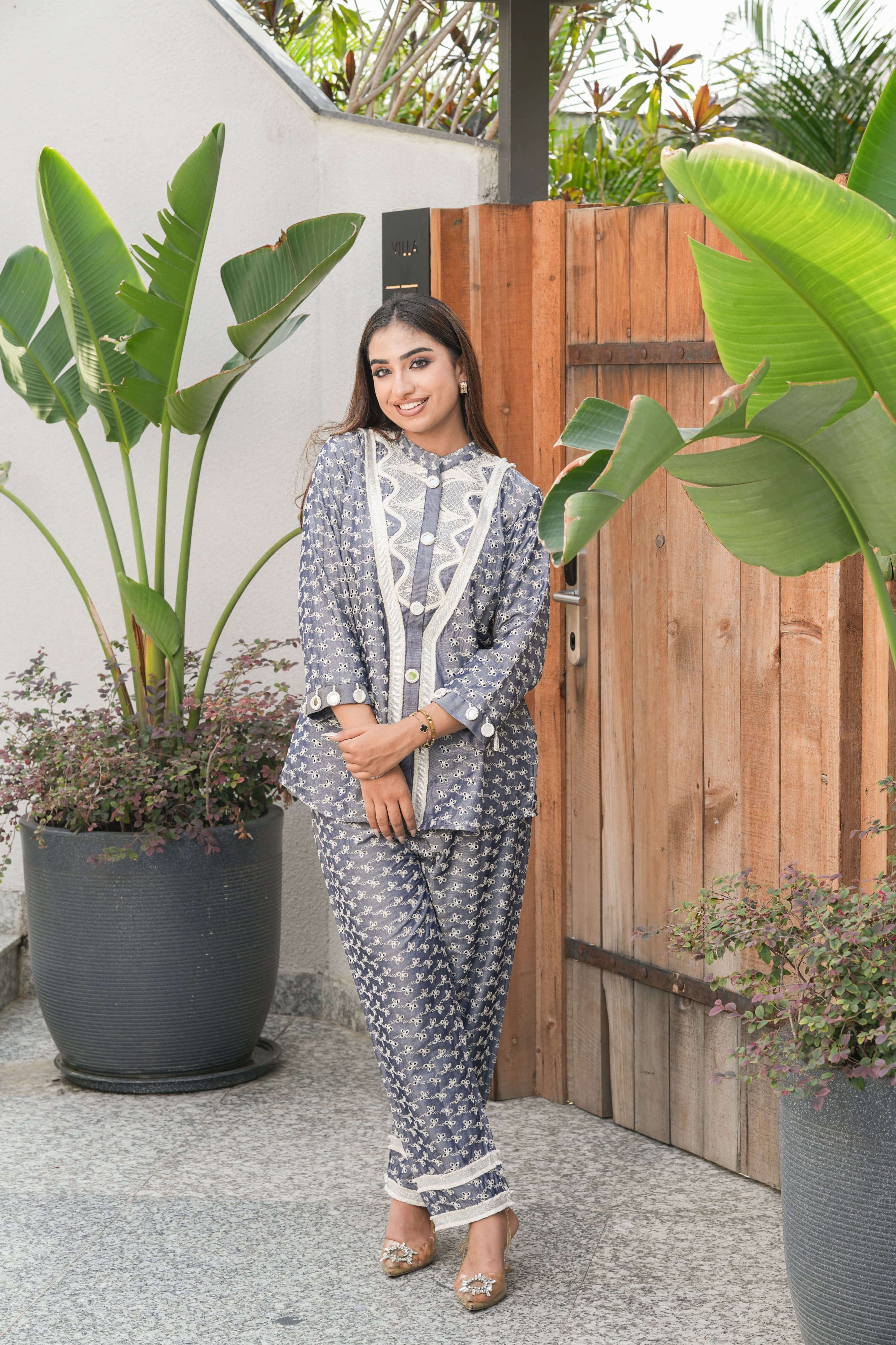 Powder Blue Zigzag Detail Co-ord Set