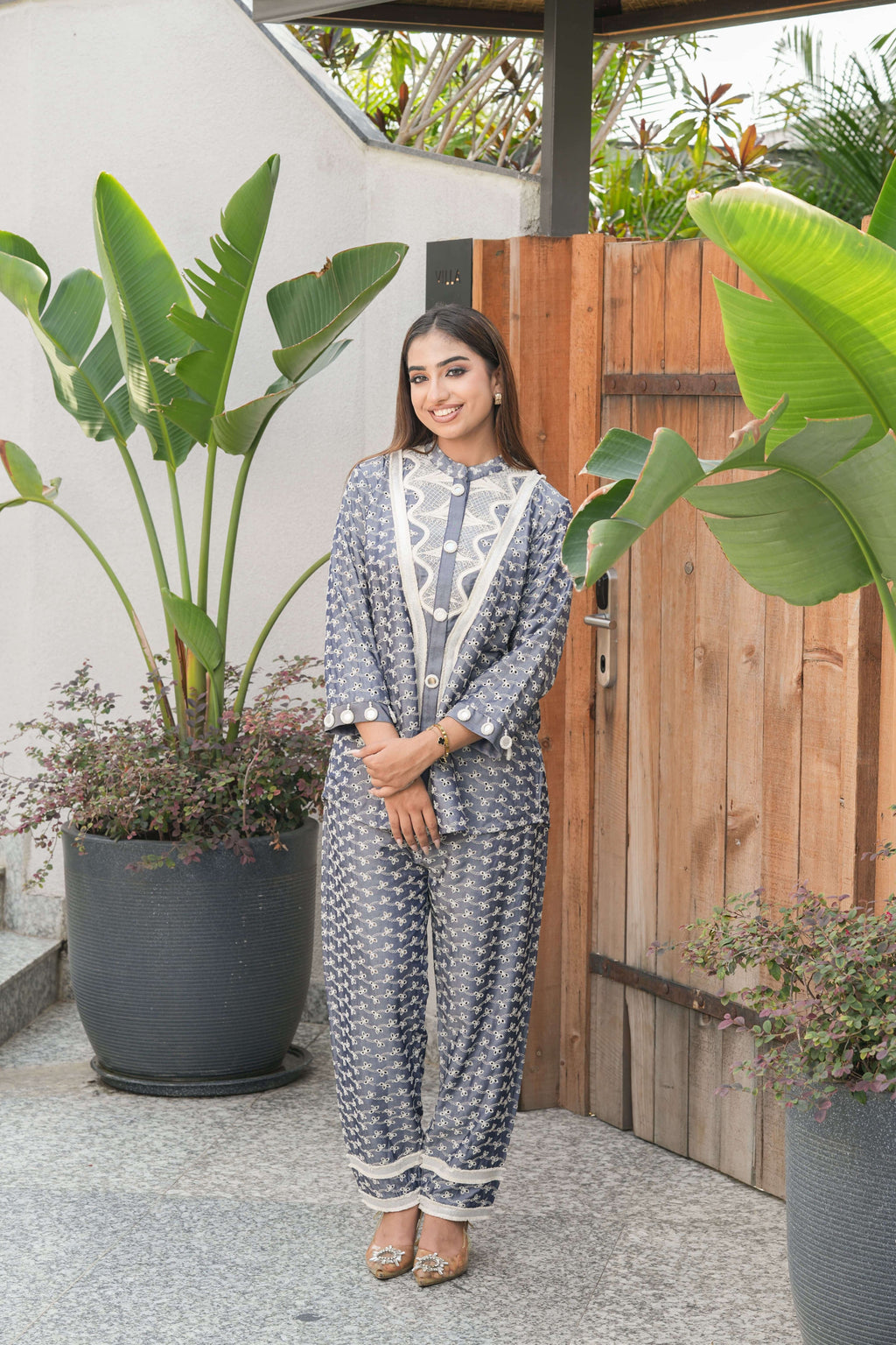 Powder Blue Zigzag Detail Co-ord Set