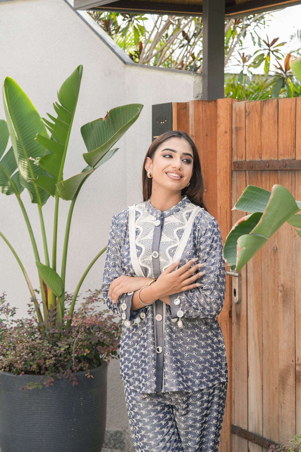 Powder Blue Zigzag Detail Co-ord Set