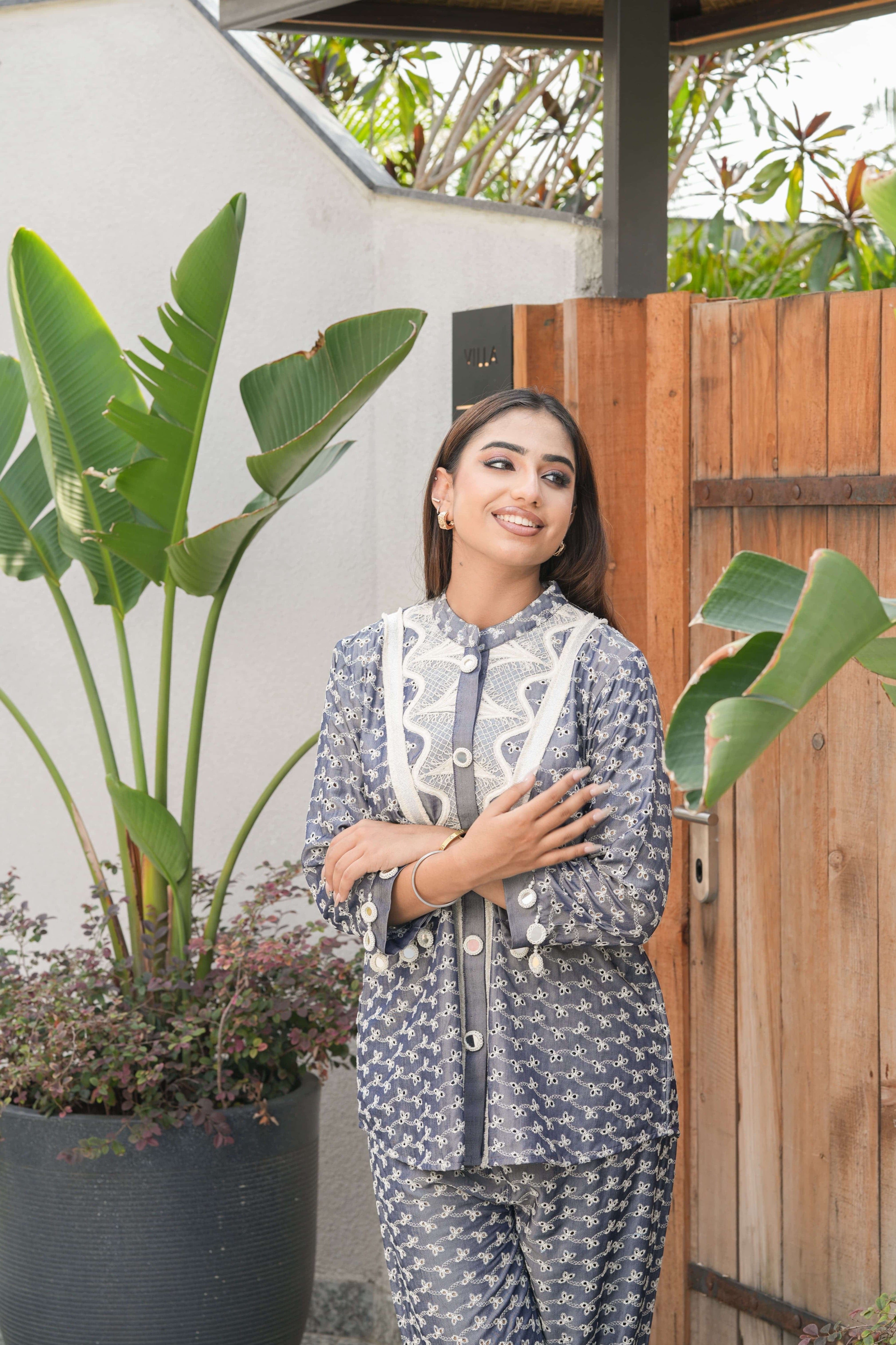 Powder Blue Zigzag Detail Co-ord Set