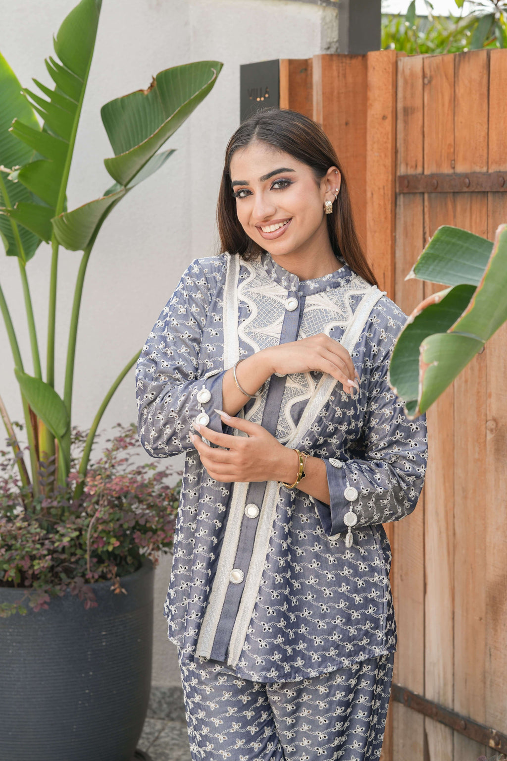 Powder Blue Zigzag Detail Co-ord Set