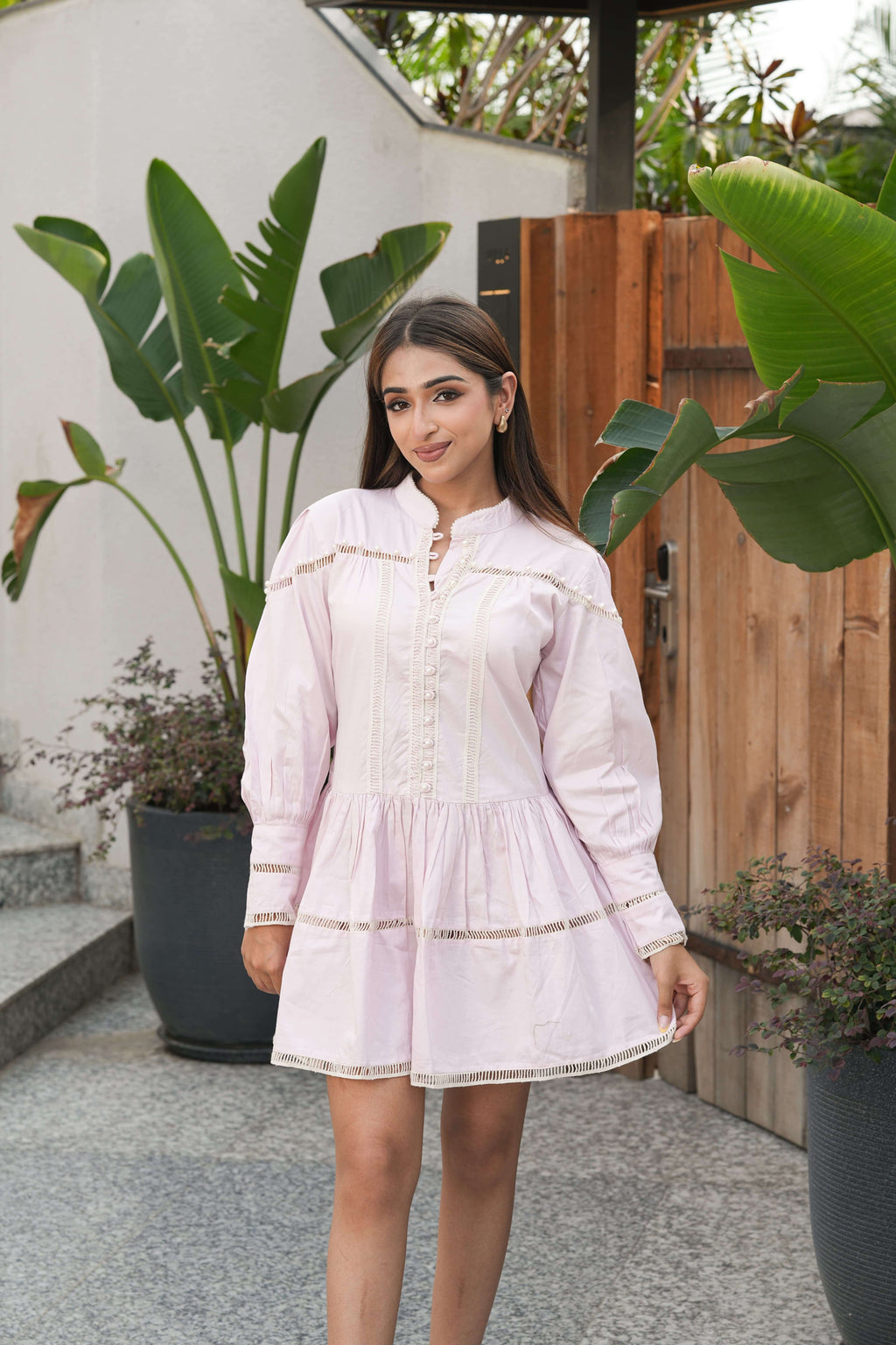 Candy Pink Pintuck Shirt Dress