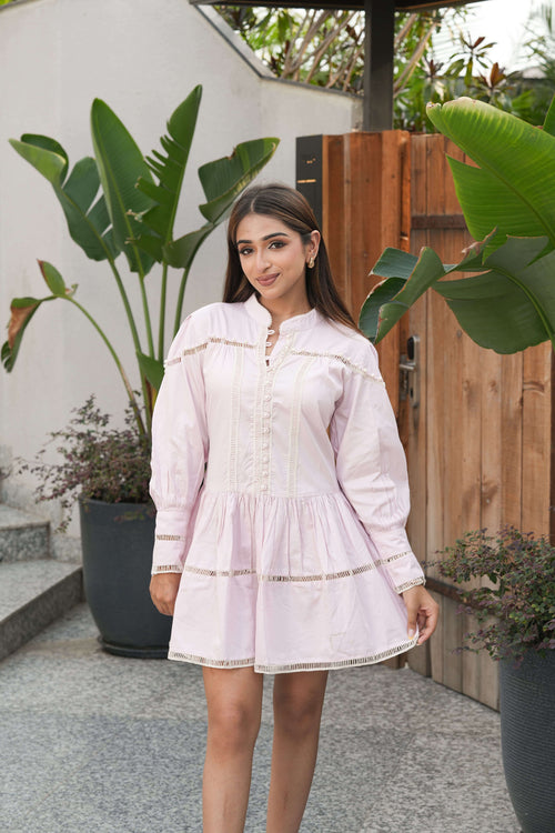 Candy Pink Pintuck Shirt Dress