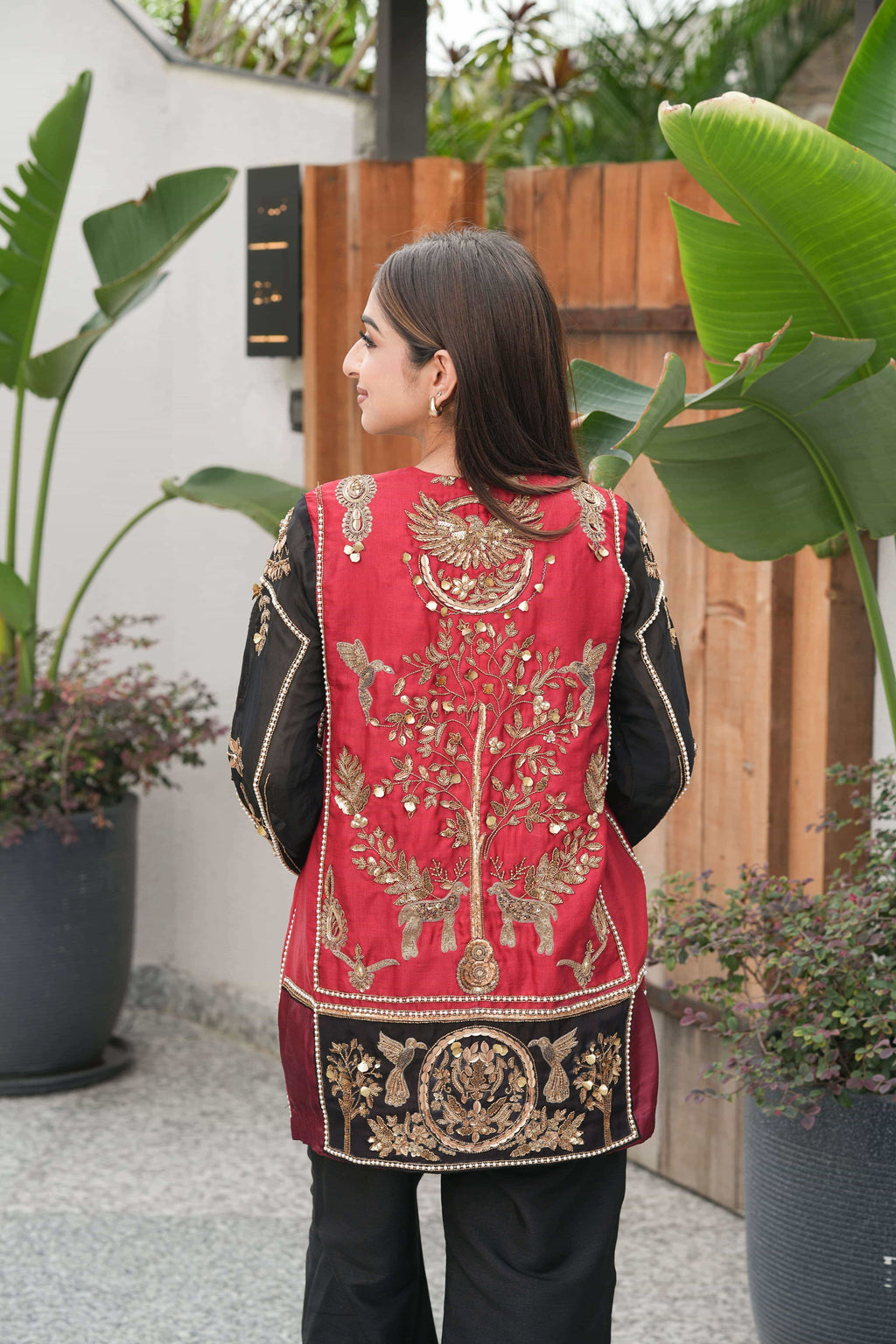 Heritage Maroon Embroidered Jacket Kurta Set